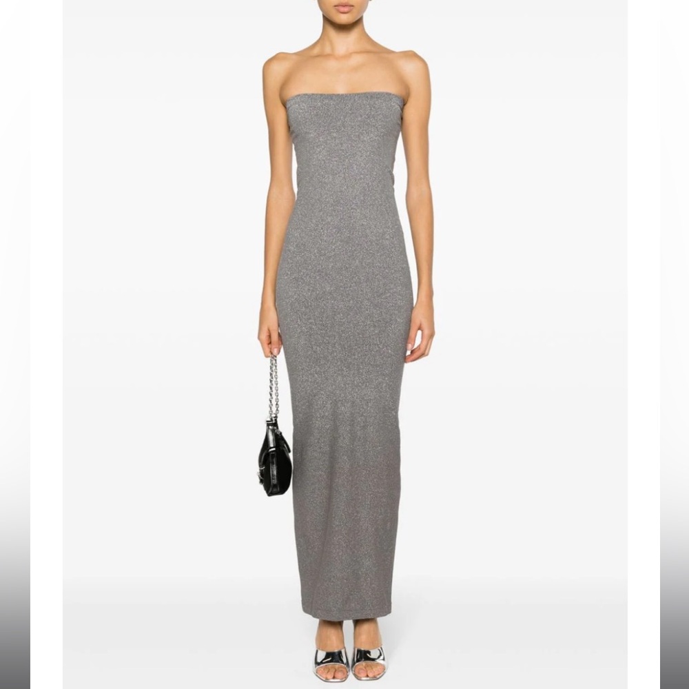 NWT Wolford Fading Shine Maxi Dress in Titanium Shine